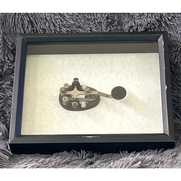 Framed WWII Used Speed-X Telegraph Key in Shadow Box